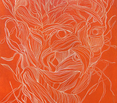 Tony Ameneiro, Sanguine Head - Lily Head (detail) oil on wood panel, diptych, 81 x 61 cm (each panel)