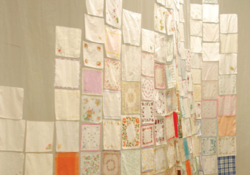 Fiona Davies, Memorial / Hanky, 2004 - 2005 fabric found objects 600 x 600 x 300 cm, image courtesy of the artist