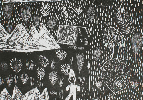 Audrey KNGWARREYE, Untitled, 1990, woodcut on paper, Ed 13/20, 45 x 30 cm