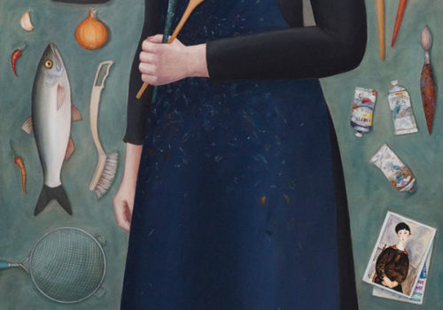 Madeleine Winch, artist / still wife, oil on canvas, 183 x 91 cm