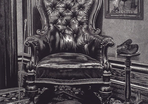 Rew Hanks, Krefft’s Chair, 2012 linocut on paper, 102 x 76 cm purchased by Maitland Regional Art Gallery, 2015